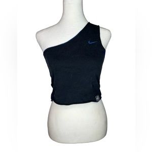 Nike blue one shoulder crop top / sports bra
